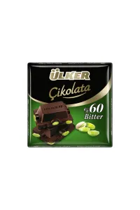 Çikolata Antep Fıstıklı %60 Bitter Kare Çikolata 65 Gr X 6 Adet