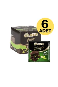 Çikolata Antep Fıstıklı %60 Bitter Kare Çikolata 65 Gr X 6 Adet