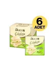 Çikolata Antep Fıstıklı Beyaz Kare Çikolata 65 Gr X 6 Adet
